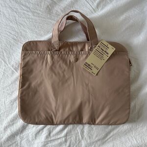 Bags | Muji Parachute Cloth Wide Laptop Bag Pink Beige | Poshmark